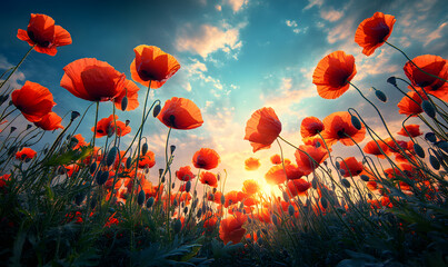 Obraz premium Dreamlike Landscapes and Mystical Gardens with Vibrant Flowers and Glowing Nature