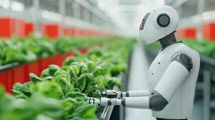 Automated Robotic Arms Packaging Freshly Harvested Vegetables in Factory Warehouse for Efficient Food Distribution and Smart Farming