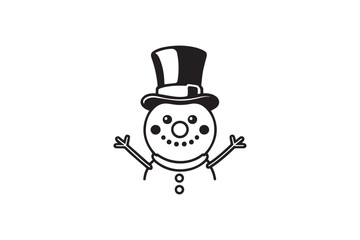 Jolly Snowman vector silhouette