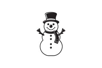 Jolly Snowman vector silhouette