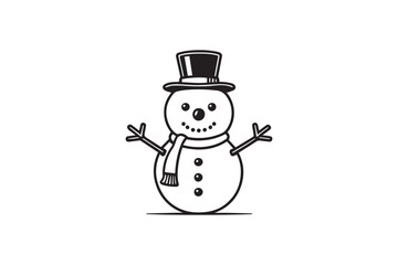 Jolly Snowman vector silhouette