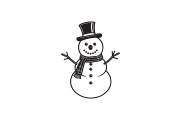 Jolly Snowman vector silhouette