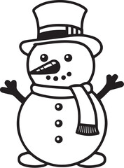 Jolly Snowman vector silhouette
