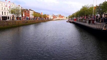 The River Liffey in Dublin City Centre on a beautiful day - Ireland