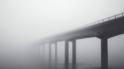 A bridge disappearing into the fog.