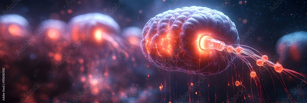 Fototapete futuristic ai-powered neuromodulation devices designed for cognitive control,neural interface,and hu