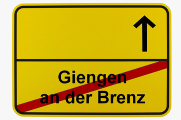 Obraz premium Illustration eines Ortsausgangsschildes von Giengen an der Brenz in Baden-Württemberg 