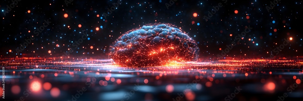 Poster Futuristic digital landscape featuring advanced neural networks and intelligence systems controlling and manipulating human minds and behaviors.