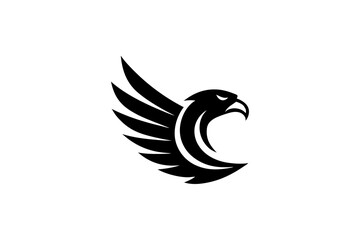 Minimal Eagle with C-Shaped Letter Logo on White Background
