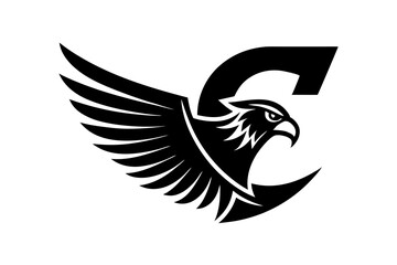 Minimal Eagle with C-Shaped Letter Logo on White Background