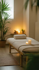 Serene Spa Room with Massage Table and Candles