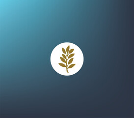 Minimalistic eco logo featuring a golden leaf on a clean, modern background. Perfect for brands focusing on sustainability, nature, and organic products.