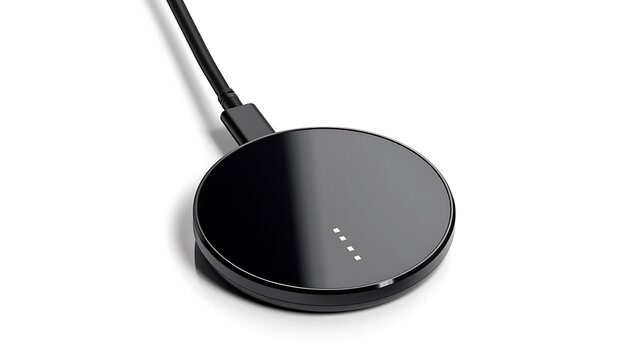 A minimalistic wireless charger for laptops, isolated on a bright white background.
