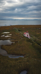 Amazing city Kamouraska during fall season, drone photography