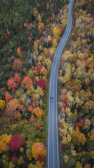 Amazing city Kamouraska during fall season, drone photography