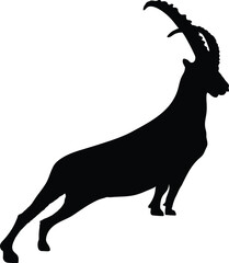 Goat standing, walking and running silhouette 