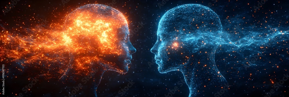 Leinwandbilder Integrated sensor networks and advanced intelligence systems controlling and influencing human behavior,decisions,and activities within a highly advanced,futuristic digital landscape.