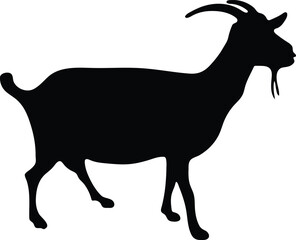 Goat standing, walking and running silhouette 