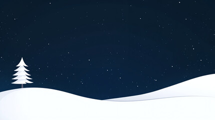 Naklejka premium Winter nights landscape with trees and snow - Simple background. 