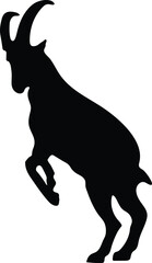 Goat standing, walking and running silhouette 