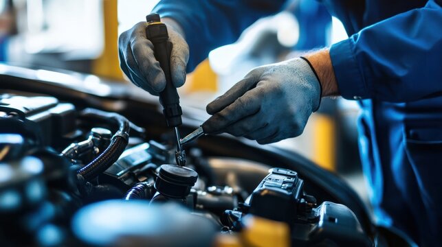 Automotive industry repair technician working on a vehicle