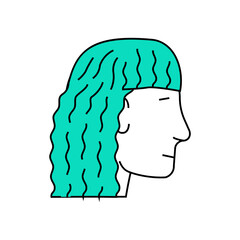 curly hairstyle female line icon vector. curly hairstyle female sign. isolated symbol illustration