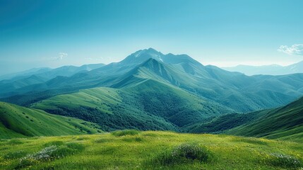 Obraz premium Majestic Mountains Under Clear Blue Sky