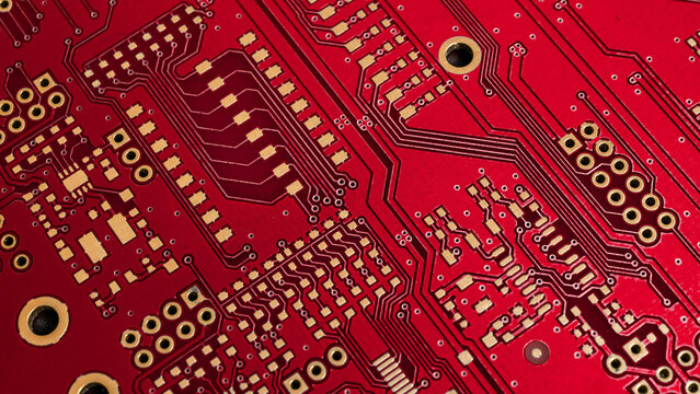 red printed circuit board. background or texture