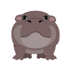 Cute cartoon animal little hippopotamus