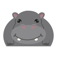 Cute cartoon animals hippo doodle