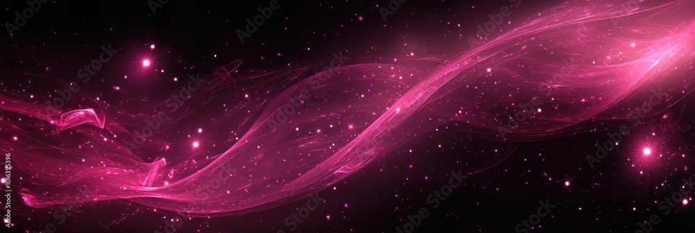 Poster A cosmic scene featuring swirling pink nebulae and stars, evoking a sense of wonder.