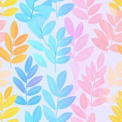Fototapeta premium Simplified Floral Vines with Light Gradient Background
