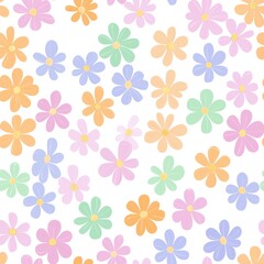 Fototapeta premium Pastel Daisy Pattern with Charming Floral Shapes