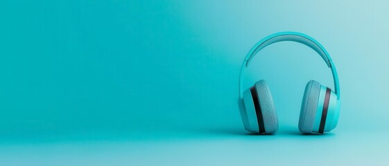 Stylish headphones on a vibrant turquoise background, perfect for music lovers and audio enthusiasts seeking modern aesthetics.