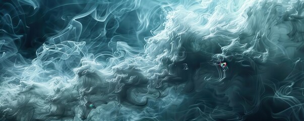 Fototapeta premium Smoke textures resembling mythical creatures, mysterious and whimsical, Digital, Cool tones, Photograph, Fantastical forms