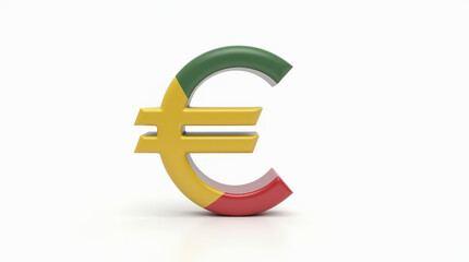 Fototapeta premium Colorful and Artistic Euro Currency Symbol on White Background – Creative 3D Euro Sign Design for Finance and Economy Concept