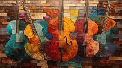 Naklejka premium Abstract Violin Mosaic