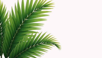 Fototapeta premium Illustrated palms with empty right half for textgraphics against a clean white backdrop