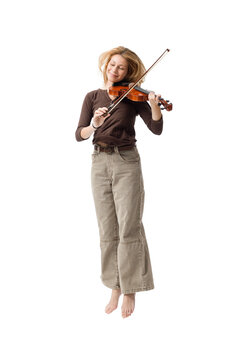 recommend clip art: Musician playing the violin and jumping