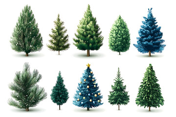 Fototapeta premium festive christmas tree illustration isolated on white background for design