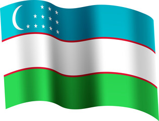 Uzbekistan Realistic 3D Waving Flag