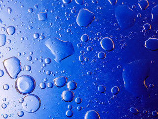 Bubbles on blue background. Abstract oxygen bubble water in sea sponge on blue background.Blue circle bubble water