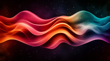 Abstract colorful waves glowing in the dark, perfect for a modern design.