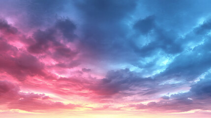 Fototapeta premium Vibrant pink and blue clouds fill the sky, creating a stunning natural display.
