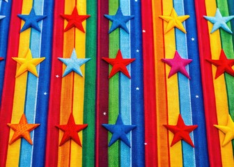 Fototapeta premium Bold Stripes and Stars Design with Vibrant Colors for Backgrounds, Textiles, and Creative Projects
