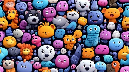 Obraz premium Colorful Playful Cartoon Pattern Design