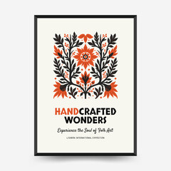 Abstract folk nordic art posters template. Modern trendy minimal style. Hand drawn design for wallpaper, wall decor, print, postcard, cover, template, banner.