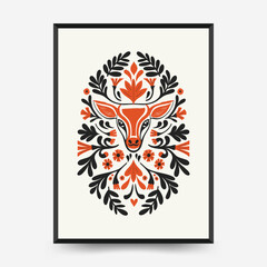 Abstract folk nordic art posters template. Modern trendy minimal style. Hand drawn design for wallpaper, wall decor, print, postcard, cover, template, banner.