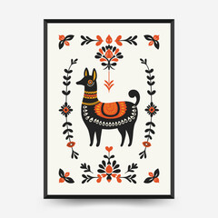 Abstract folk nordic art posters template. Modern trendy minimal style. Hand drawn design for wallpaper, wall decor, print, postcard, cover, template, banner.