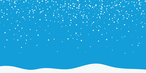 Winter snow background. Vector snowdrifts, falling snowflake. Merry Christmas and happy new Year.  